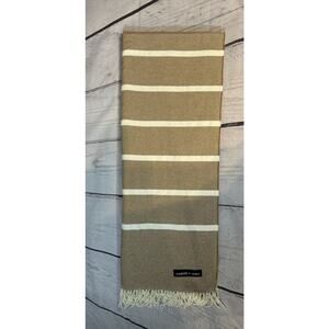 Sackcloth & Ashes Cream & Beige Striped Fringe Throw Blanket 69x53